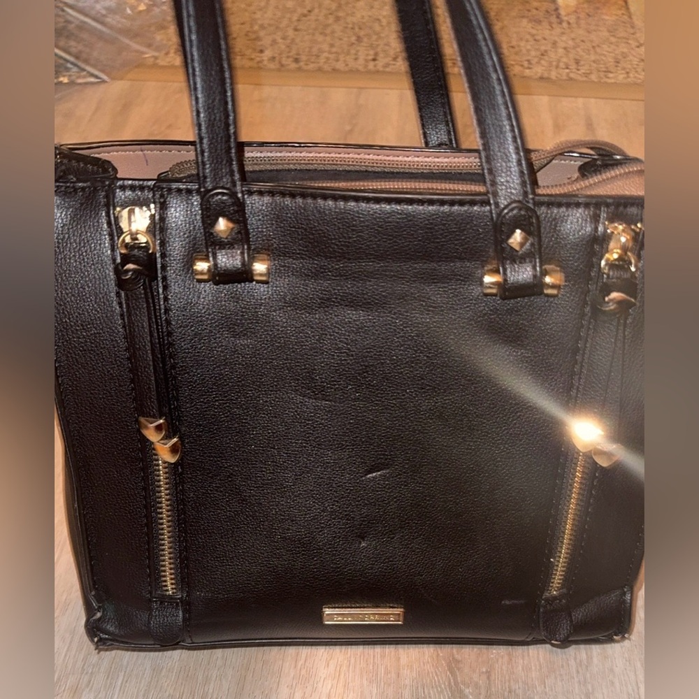 Call it spring Black Satchel with Gold Accents
